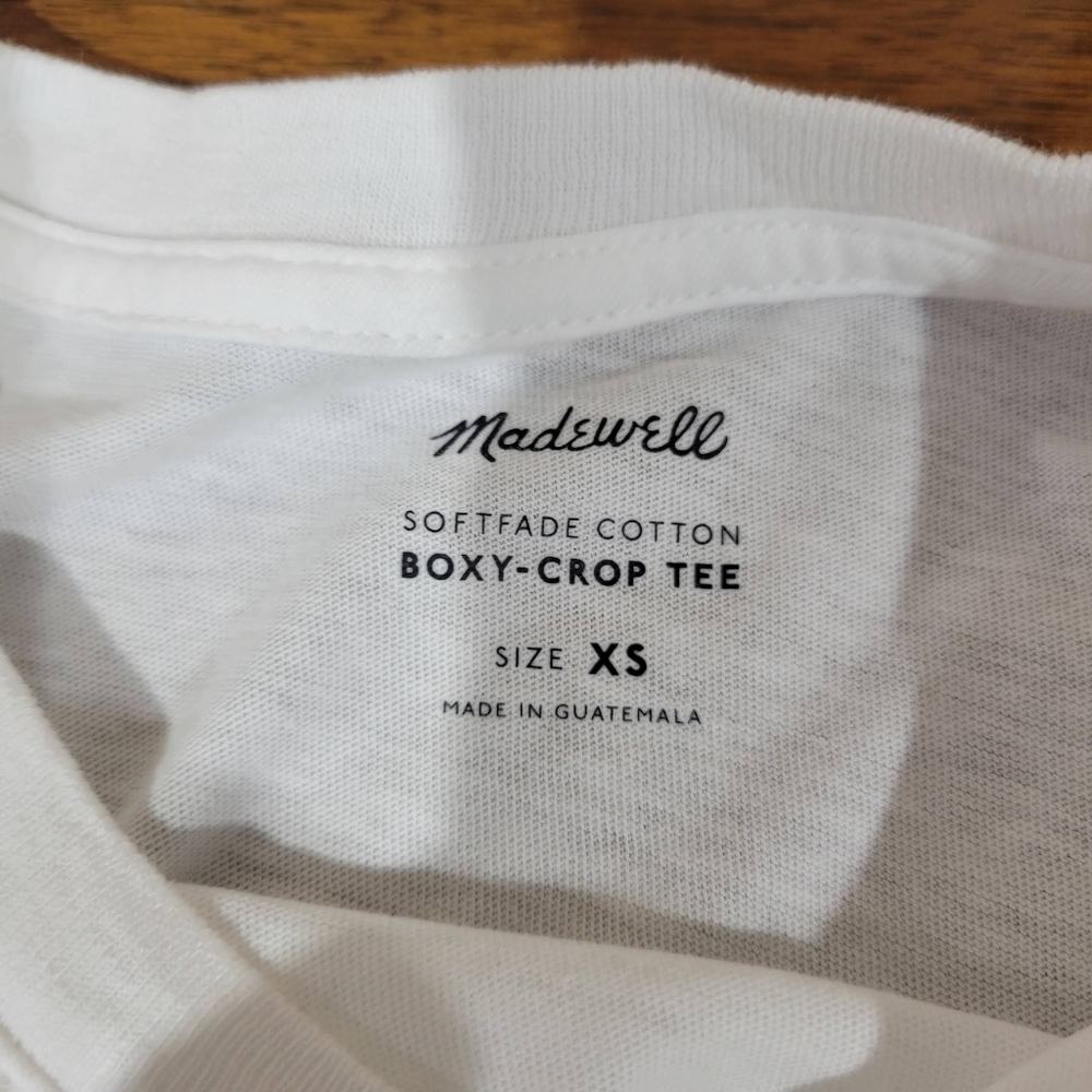 Madewell Softfade Cotton Boxy-Crop Tee NG580 Size XS White NWT - Picture 10 of 10